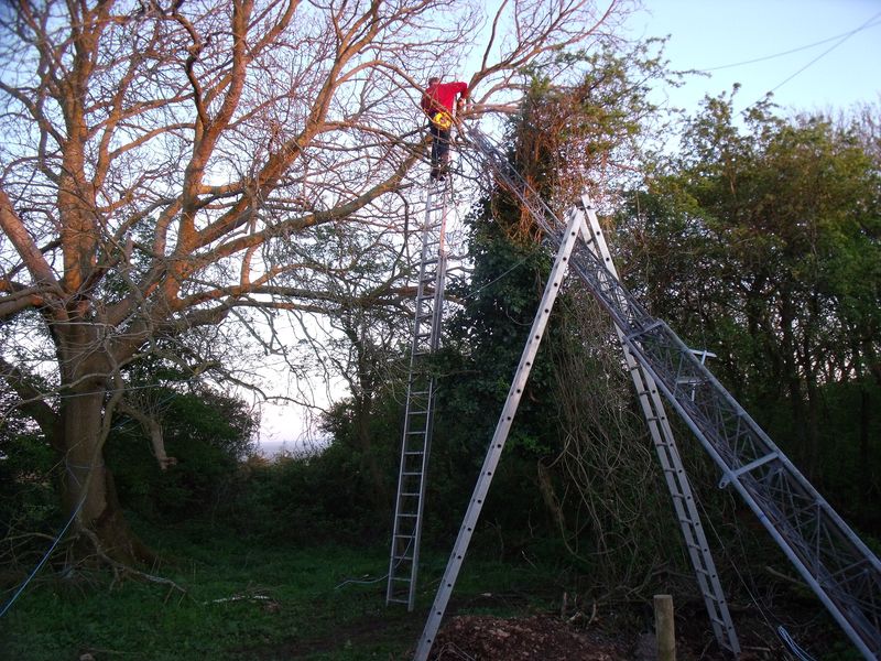 GB3WB Mast supported by ladder A frame